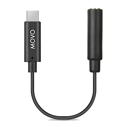 Movo UCMA-2 3.5mm to USB-C Audio Jack Adapter - 3.5mm TRRS to Type-C Connector for Android GoPro Mic iPad Pro Adapter - USB to Aux for Headphone Jack or USB Lapel Microphone Splitter