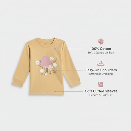 Image of Mothercare Girls Autumn Charm Printed Full Sleeve 4-Piece Top and Pyjama Set