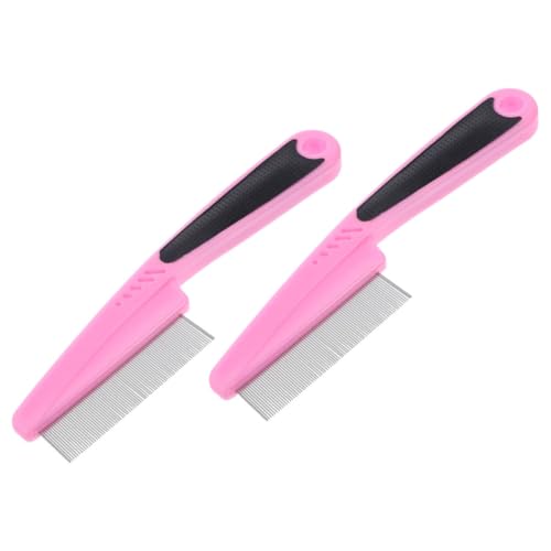 Zerodeko Peines de Dientes Finos de Acero Inoxidable 2 Unidades, Peine Anticaspa Profesional para Hombres, Mujeres y Mascotas, Portátil, Mango Negro y Púas Metálicas, Cuidado y Masaje