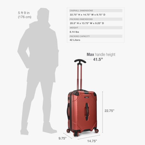 Image of Traveler's Choice Maxporter II Polycarbonate Hardside Trunk with Spinner Wheels, Red, 22-Inch Carry-on Luggage