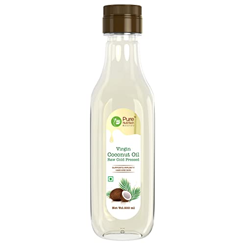 Image of Pure Nutrition Naturals Virgin Coconut Oil 1.5 Ltr (500Ml X 3 Pet Bottles), Cold Pressed & Unrefined, Good For Hair Growth, Skin, Baby Massage & Cooking, Reduce Hair-Fall