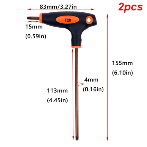 Image of Antrader T20 Torx Screwdriver,Anti Tamper Proof Torx Key,S2 Steel T-Handle Dual End Wrench-2Pcs