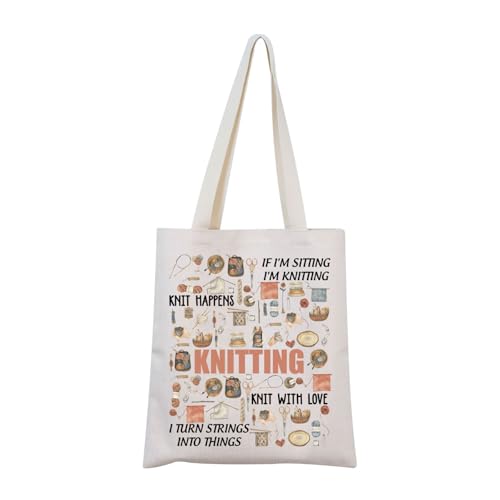 Image of MNIGIU Funny Yarn Gift Knitting Tote Bag Knitting Lover Gift Yarn Storage Bag Knitter G-ift Crochet G-ift
