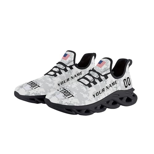 Custom Football Camo Salute Sneakers Personalized Breathable Fan Gift Workout Athletic Gym Slip-on Casual Shoes for Men Women