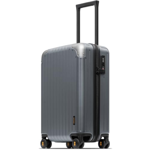 LEVEL8 Carry on Luggage 22x14x9 Airline Approved Suitcase with Wheels Gray