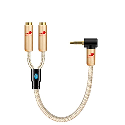 HiFi Conversion Cable Mini Jack 3.5mm to Dual 3.5mm Female Splitter 25CM for Headphone Microphone Tablet Gold Plated Audio Cable (Color : Angle 3.5)