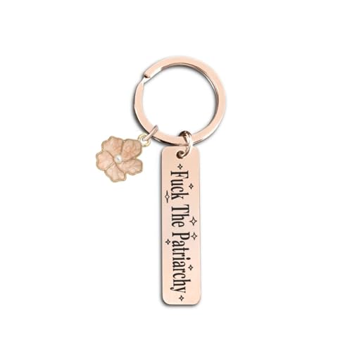 Dorla Cool Fuck The Patriarchy Feminist Keychain Inspirational Gift Feminist Activist Keychains Fan Gift Girl Power Womens Rights (rose gold)