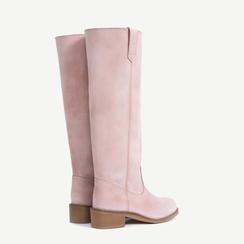 Leather Knee High Boots for Women Round Toe Riding Campus Boots Wide Calf Chunky Block Heel Tall Long Shoes Fashion Casual4