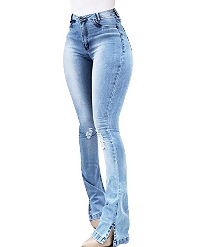 Flare Vaqueros Campana Mujer Cintura Alta Skinny Bootcut Jeans Tiro Alto Tejanos Pantalon Vaquero Pitillo Fit Acampanados Talle Alto Slim Tallas Grandes Azul S