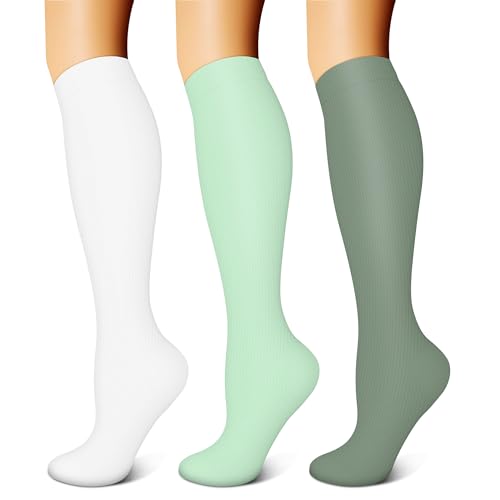 Image of FEYHAY Copper Compression Socks (3 Pairs) 15-20 mmHg Circulation is Best Athletic & Daily for Men & Women, Running, Climbing