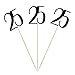 Black Glitter 25th Birthday Centerpiece Sticks, 12-Pack Number 25 Table Topper Anniversary Party Decorations