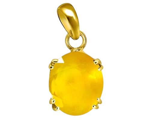 Image of PTM Yellow Sapphire /Pukhraj 3.25 Ratti to 10.25 Ratti or 3 Carat to 9.5 Carat Natural Certified Astrological Gemstone Panchdhatu /5 Metals 22k Gold Plated pendant for Men & Women -vdhp1