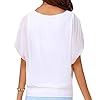 Neineiwu-Womens-Loose-Casual-Short-Sleeve-Chiffon-Top-T-Shirt-Blouse Neineiwu Ladies Summer Shirt Short Sleeve Batwing Sleeve Round Neck Loose Chiffon Blouse Tops (White M)