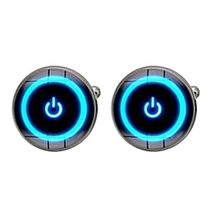 Heren Power Button Schakelaar Shirt Manchetknopen Creatieve Power Key Knop Schakelaar Digitale Lens Game Manchetknopen (Metalen kleur: zwart)