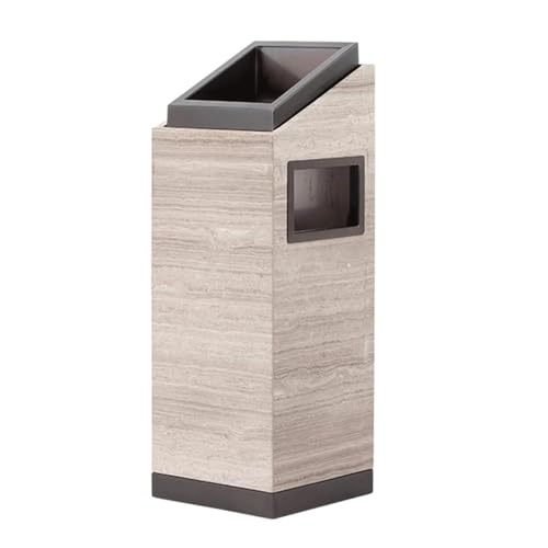 Large Capacity Outdoor Trash Can - Marble Imitation Wood Design, Durable Garbage Bin for Hotels, Commercial Use, and Home Waste Management Solutions