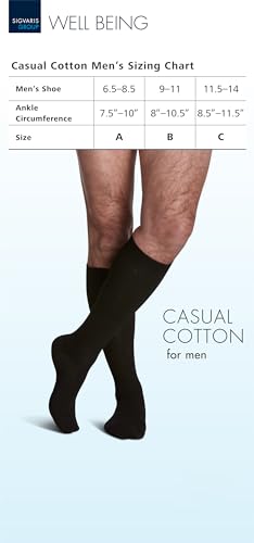 Sigvaris Men's Casual Cotton 186 Calf High Compression Socks 15-20mmHg3