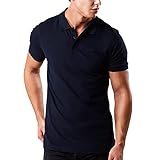 HRM Herren Heavy Stretch Polo, Navy, Gr. L I Premium Polo Shirt Herren aus 95% Baumwolle & 5% Elasthan I Basic Polohemd bis 40°C waschbar I Hochwertige & nachhaltige Herren-Kleidung I Workwear