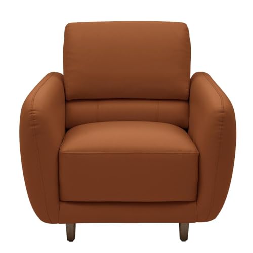 Image of Wakefit Sofa Set | 5 Year Warranty | Sofa 1 Seater, 1 Seater Sofa for Living Room, Wooden Sofa Set, Single Seater - Solomon(Robin : Tan)