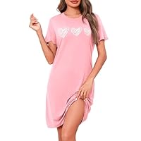 Marvmys Camicia da Notte Donna Cotone Maniche Corte Abbigliamento Sottoveste Femminile Camicie da Notti Stampata Dell'Amore Confortevole Pigiama a Girocollo S-3XL