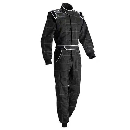 Bestgift Traje de carreras de kart de una pieza, traje de karting, Negro 8, S
