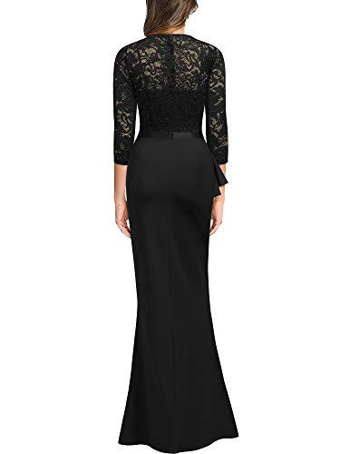 MISSMAY Women's Vintage Floral Lace Ruffle Half Sleeve Evening Party Formal Long Dress2