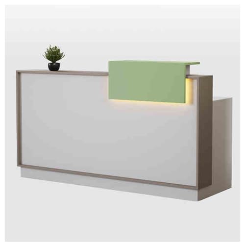 Escritorio de recepción con mostrador y cajón con cerradura, con luces LED, ideal para oficina, vestíbulo o salón de belleza