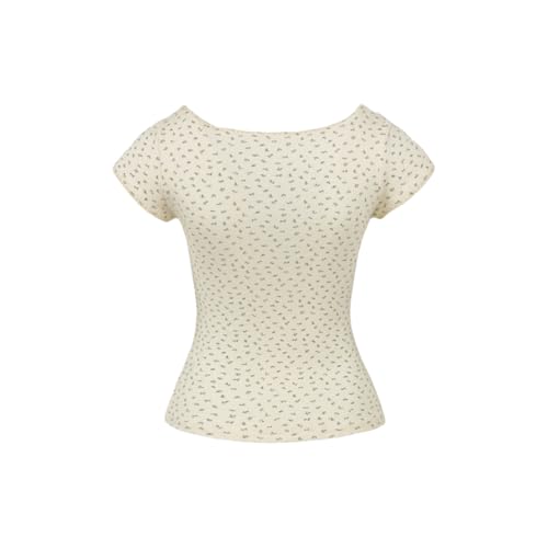 Women's Summer U-Neck Short Sleeved T-Shirt, Casual top for Teenage Girls Apricot2