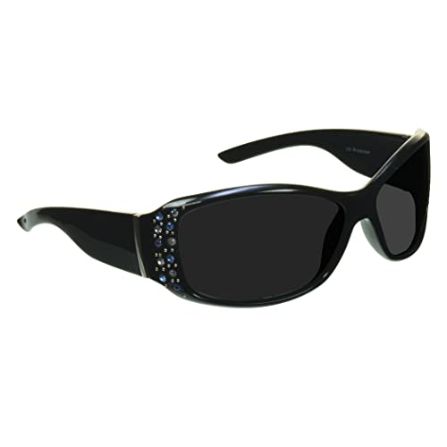 Image of proSPORT Women's Polarized Sunglasses - UV Protection, Anti-Glare, Contoured Fit Frame Exquisite Rhinestone Fits Med-Large
