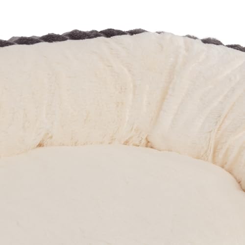 Wallace & Jones | Hundebett mittelgroße Hunde | Cameron - Hundekorb oval flauschig | Hundekorb rutschfest | anthrazit-beige | Größe M | ca. 75 x 55 x 20 cm