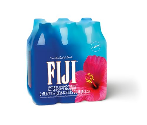 Fiji Water Fiji Natural Artesian Water, 1L (1.05 Qt Pack of 6), 1 Liter