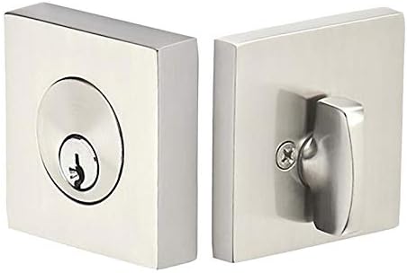 Emtek Hardware Deadbolt, Single Cylinder, Square, Solid Brass, Modern Style, C-Keyway, Model: 8469, Color: Satin Nickel (US15)