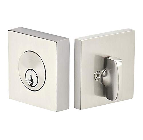 Emtek Hardware Deadbolt, Single Cylinder, Square, Solid Brass, Modern Style, C-Keyway, Model: 8469, Color: Satin Nickel (Us15) #TOP24