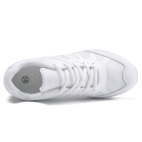 Image of Youth Cheer Shoes Girls White Cheerleading Shoes Dance Athletic Training Breathable Fabric Dancing Lightweight Competition Comfortable Sport Kids Girls Cheer Sneakers