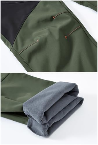 donhobo Damen Gefüttert Winterhose Wasserdicht Winddicht Atmungsaktiv Warm Verdickte Softshellhose Frühling Herbst Wanderhose Outdoorhose (Grün, XL)