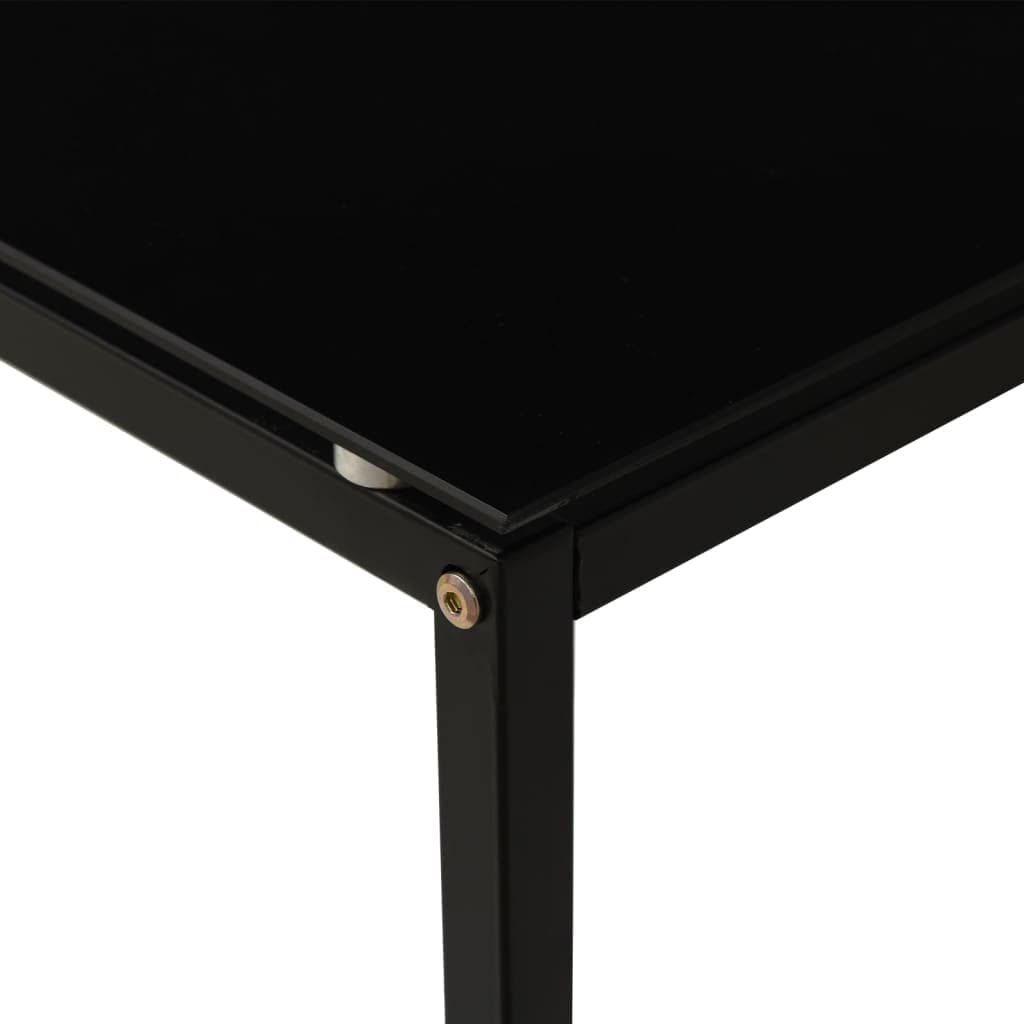 Black Side Table 40x40x60 cm Tempered Glass and Powder Coated Steel for Living Room, Bedroom, Hallway, Balcony, Sofa, Bed, Lamp, Magazine, Remote Control Use