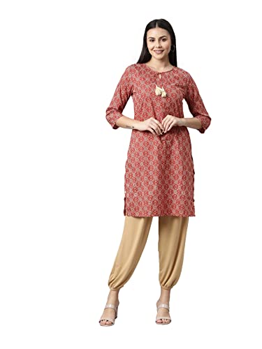 Image of GO COLORS Women Mid Rise Viscose Harem Pants | Wrinkle Free, Relaxed Fit, Free Size
