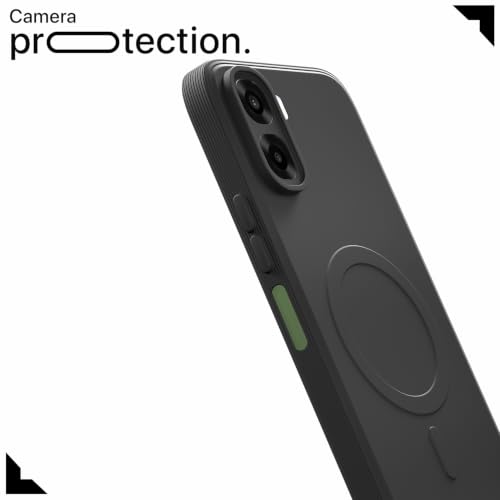 Image of Outlouders Back Cover for Oppo A6X 5G Soft Matte Silicone Cover with Slim Fit | Mag-Safe Logo (Not Mag-Safe Compatible) | Shockproof | Camera Protection Bumper Case (Black)