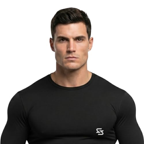 Image of Men's Cool Dry Short Sleeve Compression Shirts, Sports Baselayer T-Shirts Tops, Athletic Workout Shirt