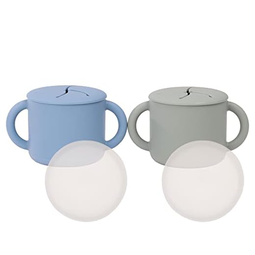 WeeSprout Snack Containers, Food Grade Silicone Cups, Spill-Proof Tops For Toddlers and Babies, Premium Hard Plastic Travel Lids, Dishwasher Safe, Set of 2 Snack Catchers