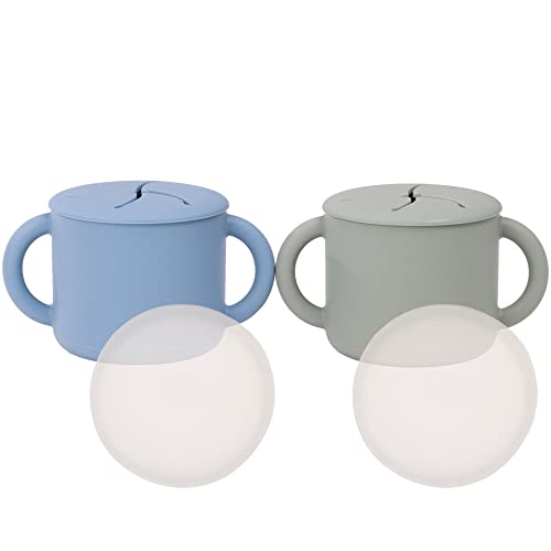 Image of WeeSprout Snack Containers, Food Grade Silicone Cups, Spill-Proof Tops For Toddlers and Babies, Premium Hard Plastic Travel Lids, Dishwasher Safe, Set of 2 Snack Catchers