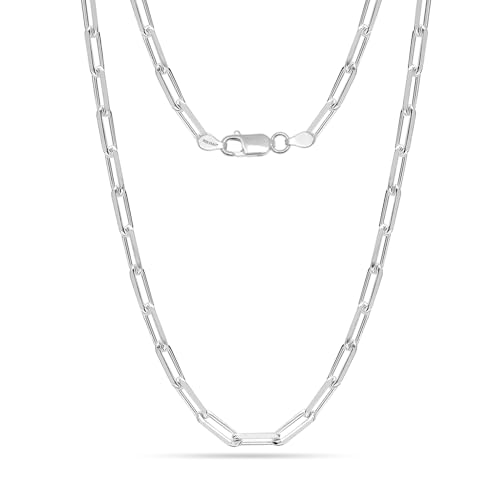 LeCalla Mothers Day Gifts Jewelry 925 Sterling Silver Italian 3.5 MM Diamond-Cut PaperClip Link Chain Necklace for Women 20 Inches