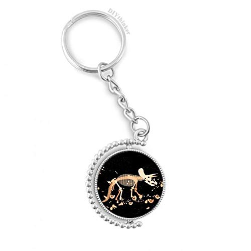 Llavero giratorio de hueso de dinosaurio miniatura con anillo Pilgrim para colgar