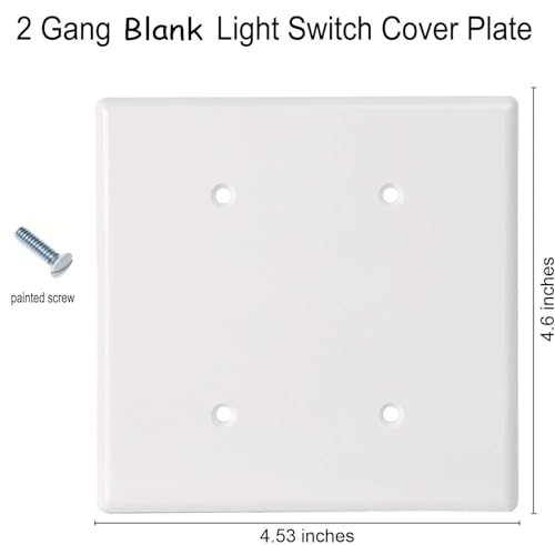Image of ZEFTV Blank Wall Plates 2-Gang blank Switch Outlet Electrical Cover Plate Unbreakable Thermoplastic Faceplate for Light Receptacle Outlet Switch, White (4 Pack)