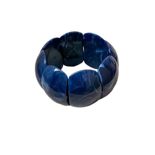 Caiyao Retro Acrylic Chunky Geometric Elastic Bangle Bracelets Colorful Wide Chunky Irregular Resin Wristband Statement Bracelet for Women Fashion Party Wedding Jewelry Gifts-Blue