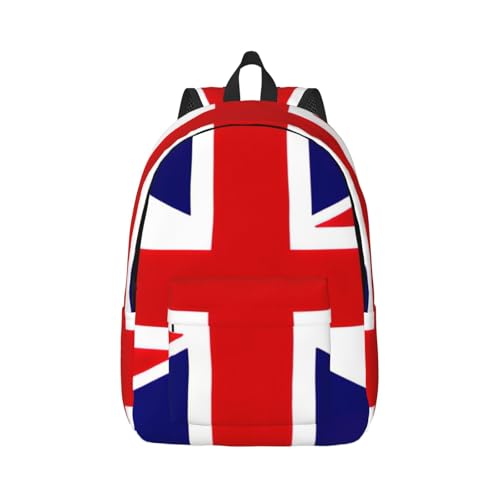 NBRIEU Sac à dos en toile avec imprimé Union Jack pour les voyages, les loisirs, le travail et l'extérieur, Noir , M