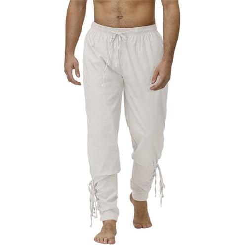 Men's Ankle Banded Pants Drawstrings Medieval Trousers Viking Navigator Renaissance Pants Medieval Trousers