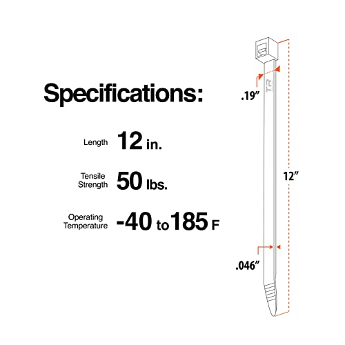 Tr Industrial Multi-Purpose Uv Resistant Black Cable Ties, 12 Inches, 100 Pack #TOP5