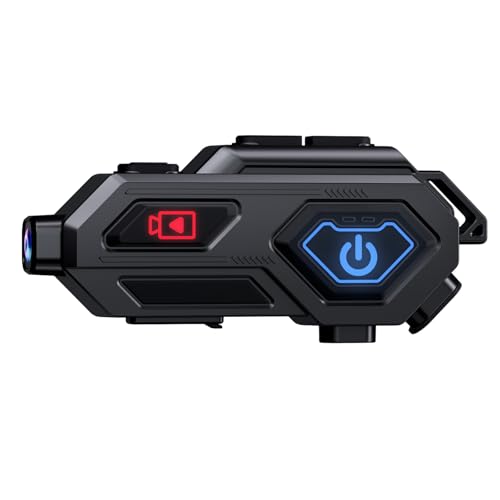 EDYELL Motorcycle Bluetooth Intercom Headset,Bluetooth Helmet with Camera,V5.3 HiFi Stereo Calls,Helmet Headset Wireless Communication System to 520M,FM Radio,IPX6 Waterproof,Anti-Collision Recorder