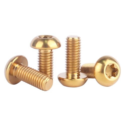 Image of 4PCS Titanium M5 x 12mm T25 Torx Head Bolt Screw (Gold)