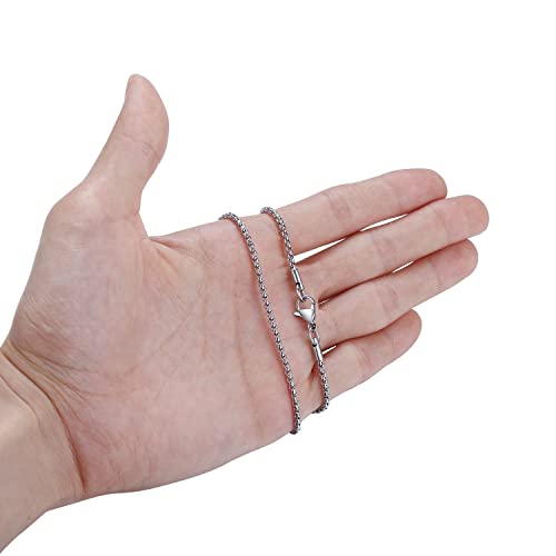 Mens Chain Necklaces, Stainless Steel Rolo Chain Necklace for Men and Women, Silver Tone Box Chains for Men, Wide 2/3/4/5mm2